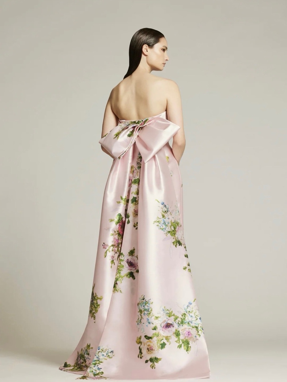 Audrey Brooke 6430 Mikado Strapless Floral Satin Gown in Blush Pink Dress - Picture 3 of 12